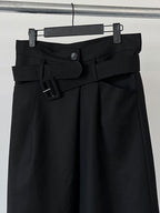 Dark Belt Cropped Wide Leg Pants