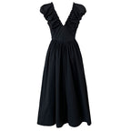 French Waist Halter V-neck Pleated Dress