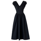 French Waist Halter V-neck Pleated Dress
