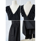 French Waist Halter V-neck Pleated Dress