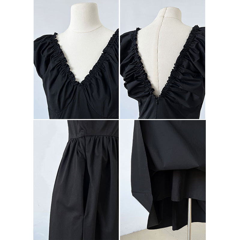 French Waist Halter V-neck Pleated Dress