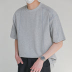 Topstitched Crew Neck Loose T-shirt