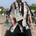 Stand Collar Tie-dye Retro Shirt
