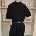 Cotton Half Turtleneck Short-sleeved T-shirt