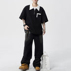 American Retro Polo Collar Loose T-shirt