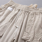 Linen Wide-leg Thin Elastic Waist Trousers