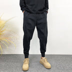 Plush Casual Black Cuffed Harem Loose Pants