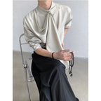 Vintage Ribbon Scarf French Collar Shirt