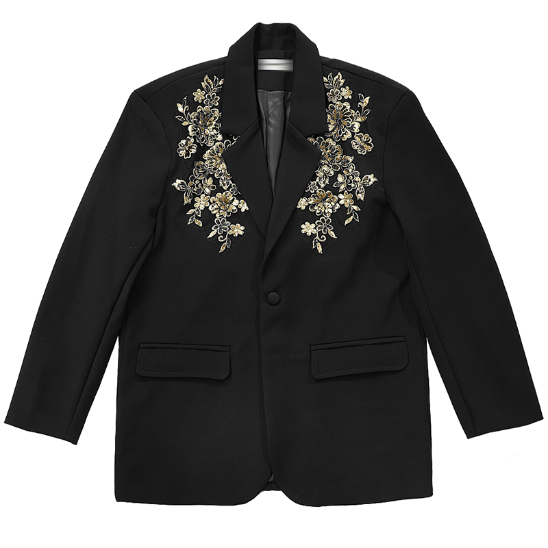 Embroidered Sequined Casual Blazer