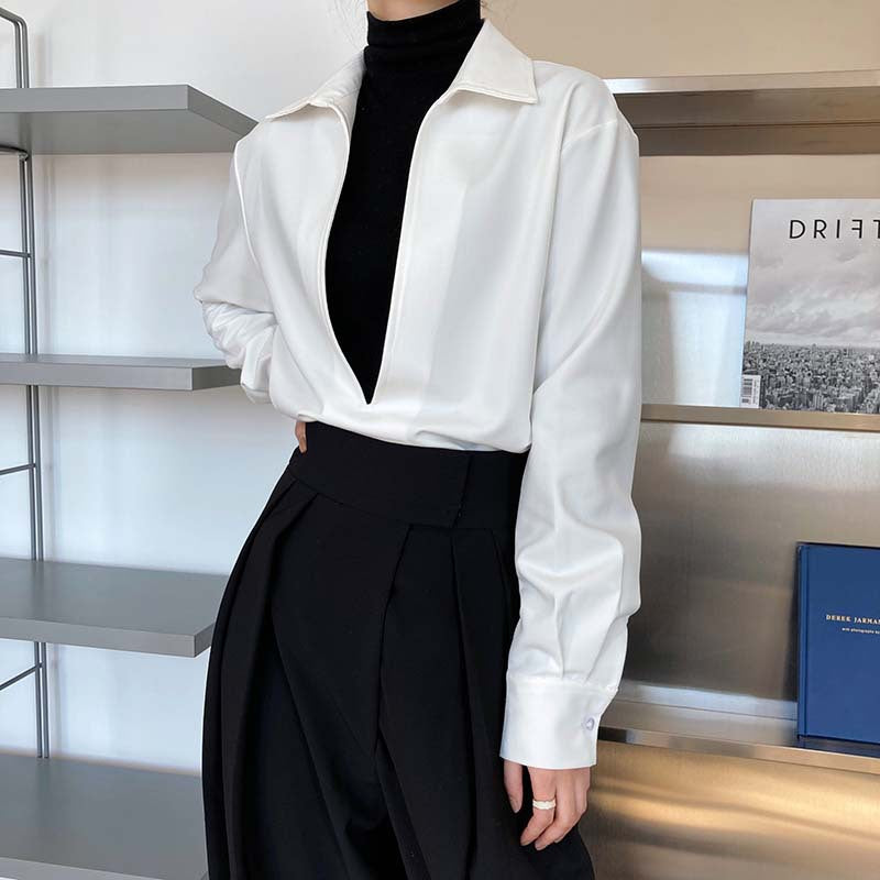 V-neck Layered Long-sleeved Shirt