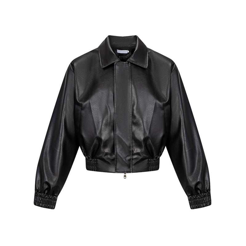 Vintage Padded Leather Short Jacket