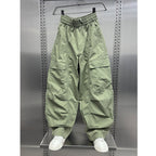 Ice Silk Loose Straight Cargo Trousers