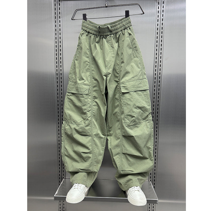 Ice Silk Loose Straight Cargo Trousers