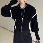 Striped Winter Large Lapel Sweater Jacket