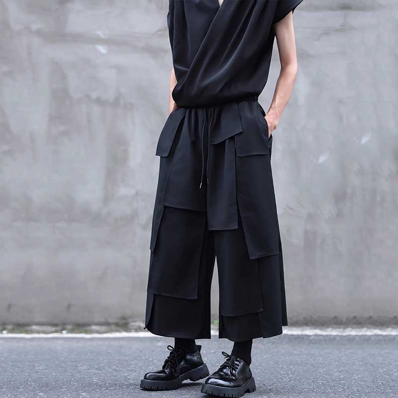 Layered Stitching Casual Suit Wide-leg Pants