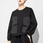 Round Neck Long Sleeve Pocket T-Shirt