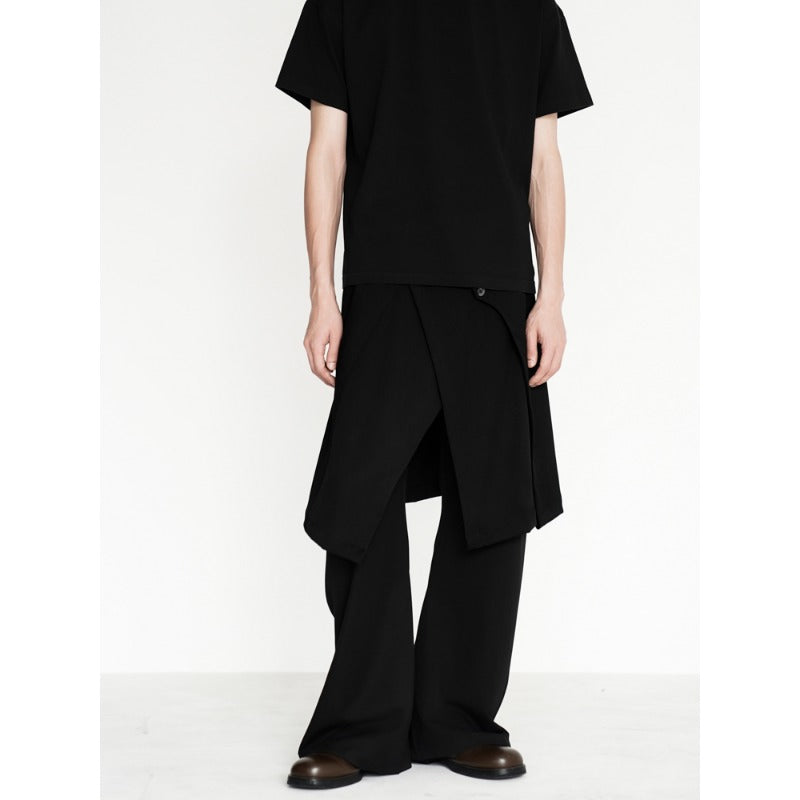 Asymmetric Deconstructed A-line Slit Multi-button Skirt