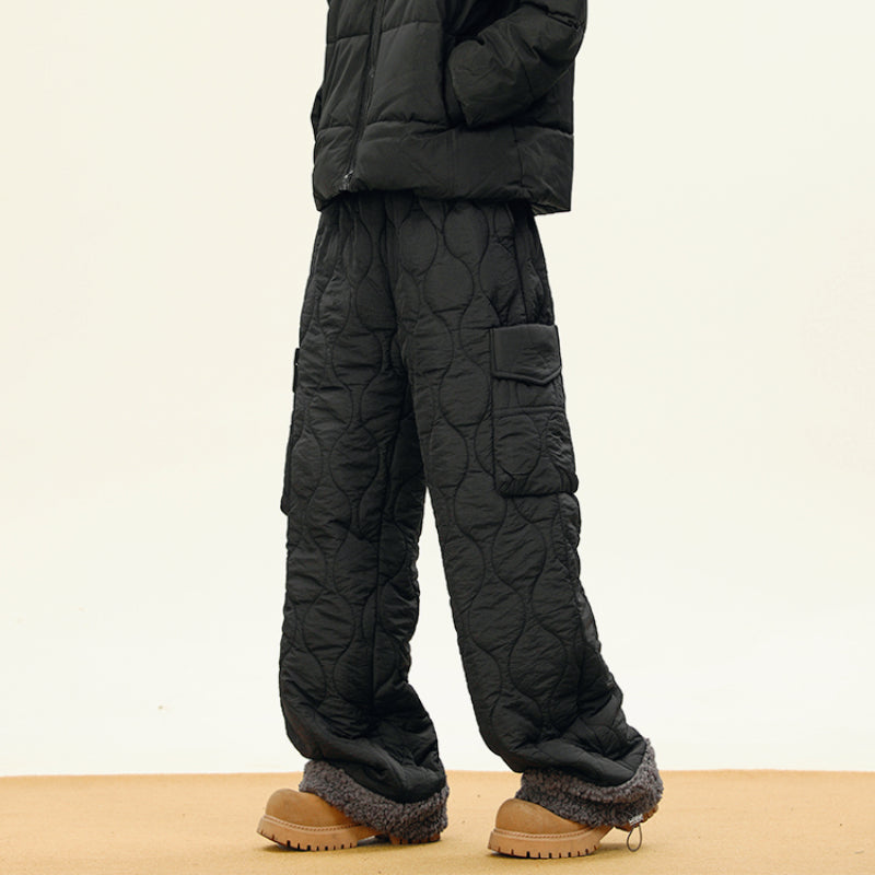 Multi-pocket Lamb Wool Cotton Plus Velvet Thickened Wide-leg Pants