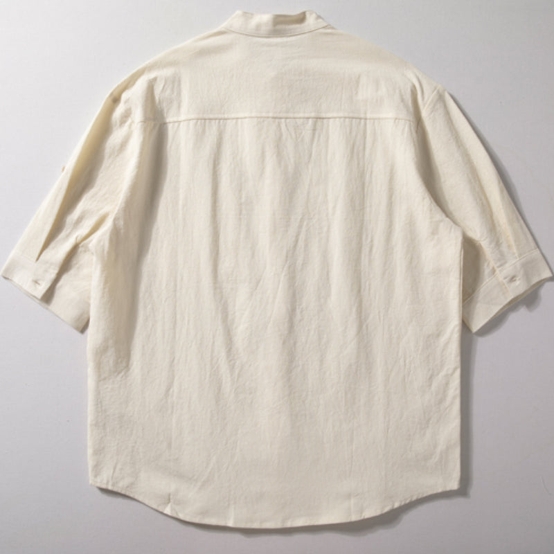 Vintage Stand Collar Loose Shirt