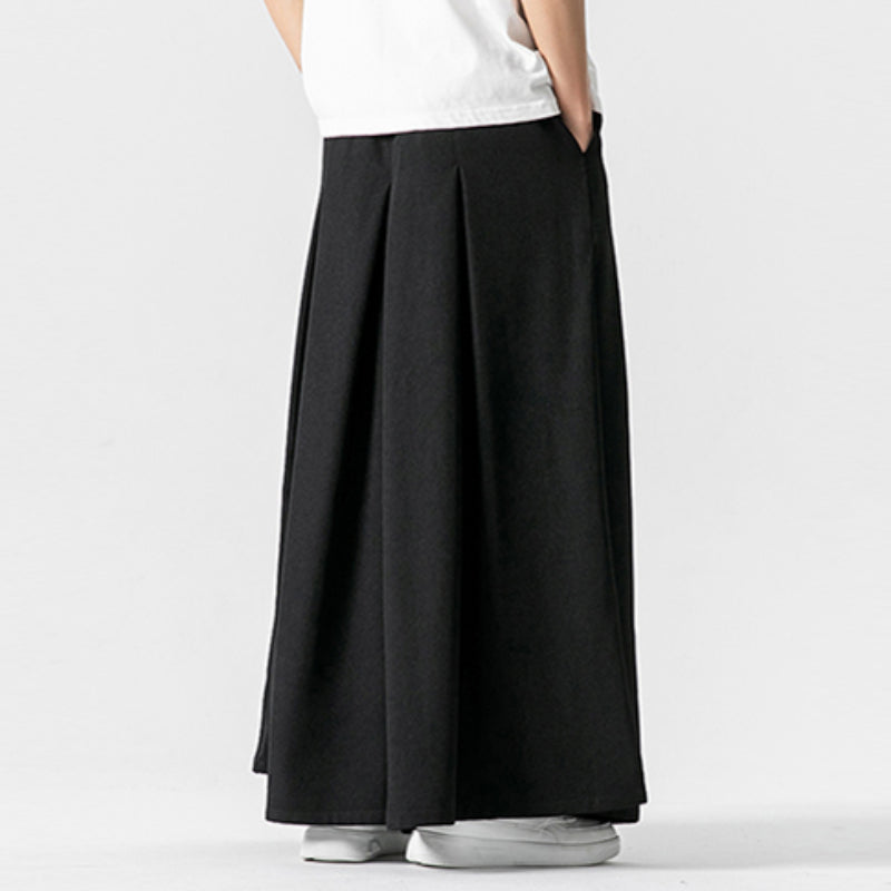 Retro Loose Wide-leg Pleated Skirt Pants