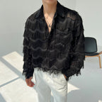 Three-dimensional Wave Tassel Shirt
