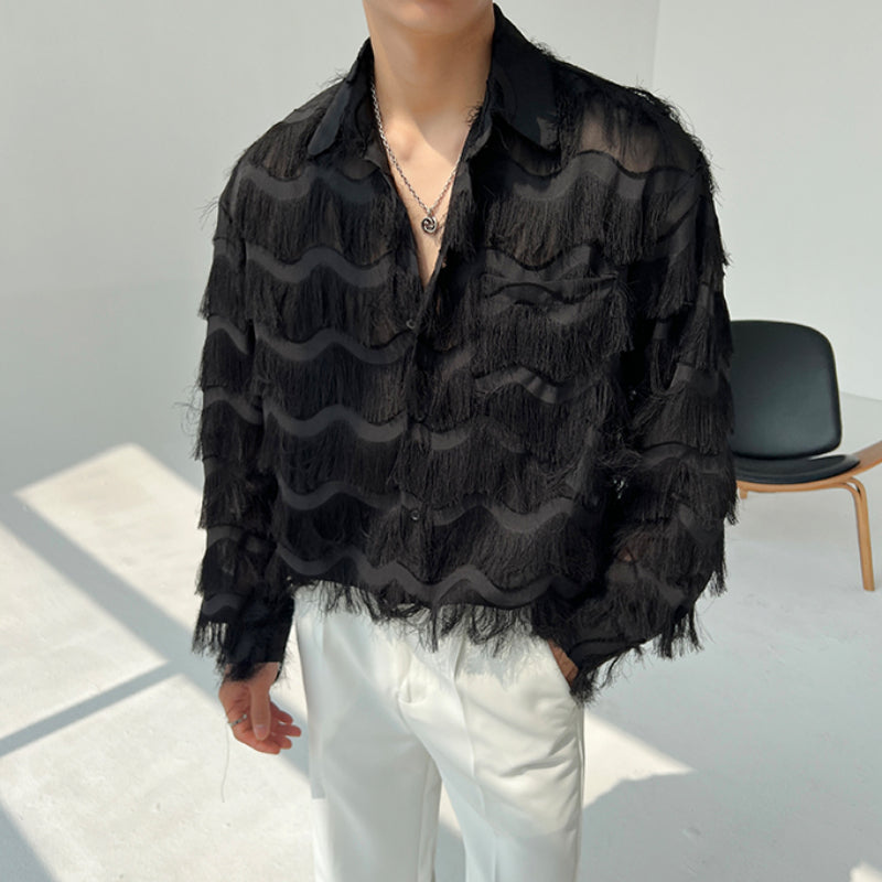 Three-dimensional Wave Tassel Shirt