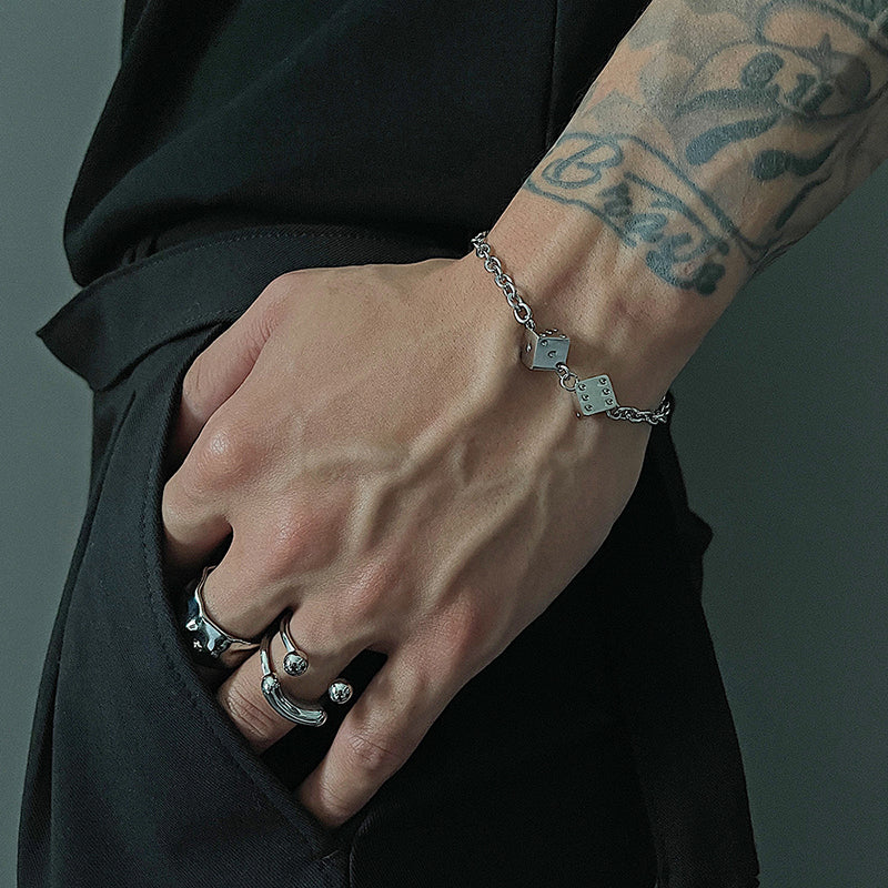 Titanium Steel Letter Dice Bracelet