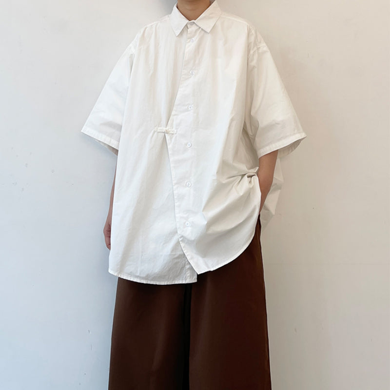 Japanese Retro Pure Cotton Loose Buttoned Shirt