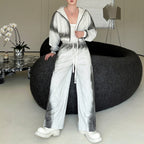 Retro Gradient Color Hooded Short Sweatshirt Wide-leg Pants Two-piece Set