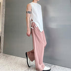 Belt Buckle Solid Color Sleeveless T-Shirt
