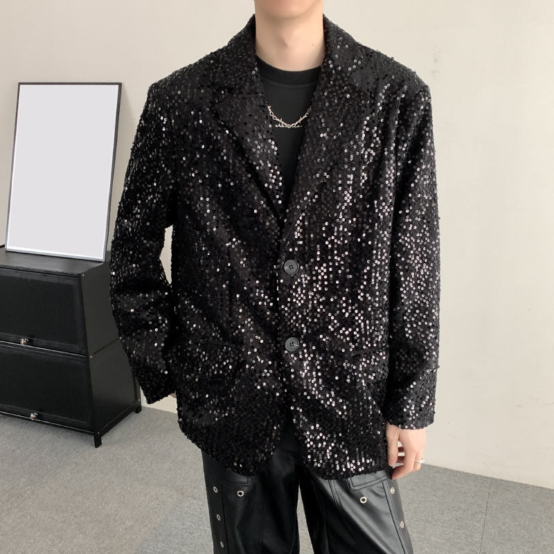 Loose Sequined Casual Plus Size Blazer