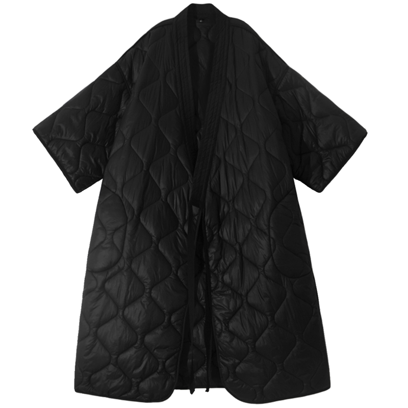Retro Rhombus Knee-length Cotton Coat