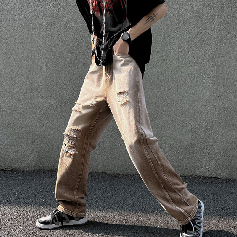 Retro Washed Ripped Casual Jeans