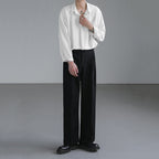 Loose Peak Collar Solid Color Long-sleeved Casual Shirt