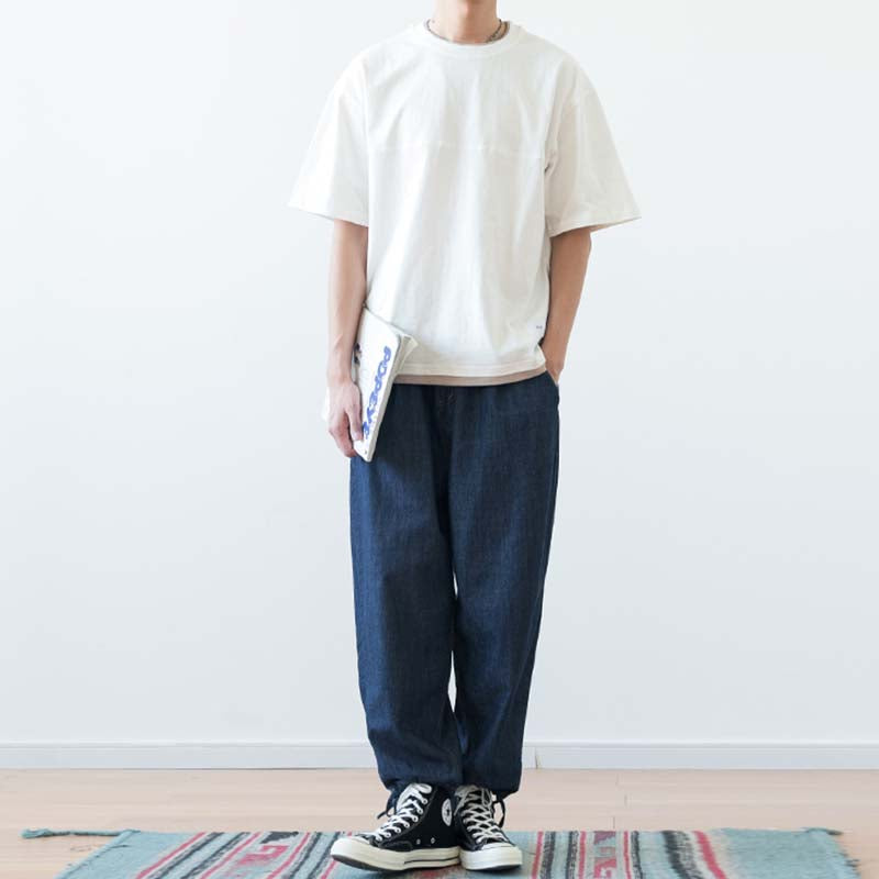 Japanese Loose Drop Shoulder Fake Two Piece T-shirt