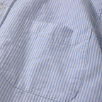 Blue Striped Cotton Loose Casual T-shirt