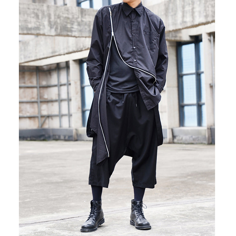 Zipper Long Sleeve Mid-length Shirt