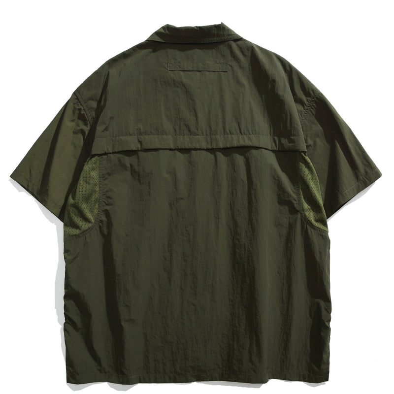 Japanese Retro Multi-pocket Patchwork Loose T-shirt