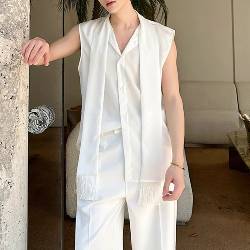 Sleeveless Satin Waistcoat Shirt