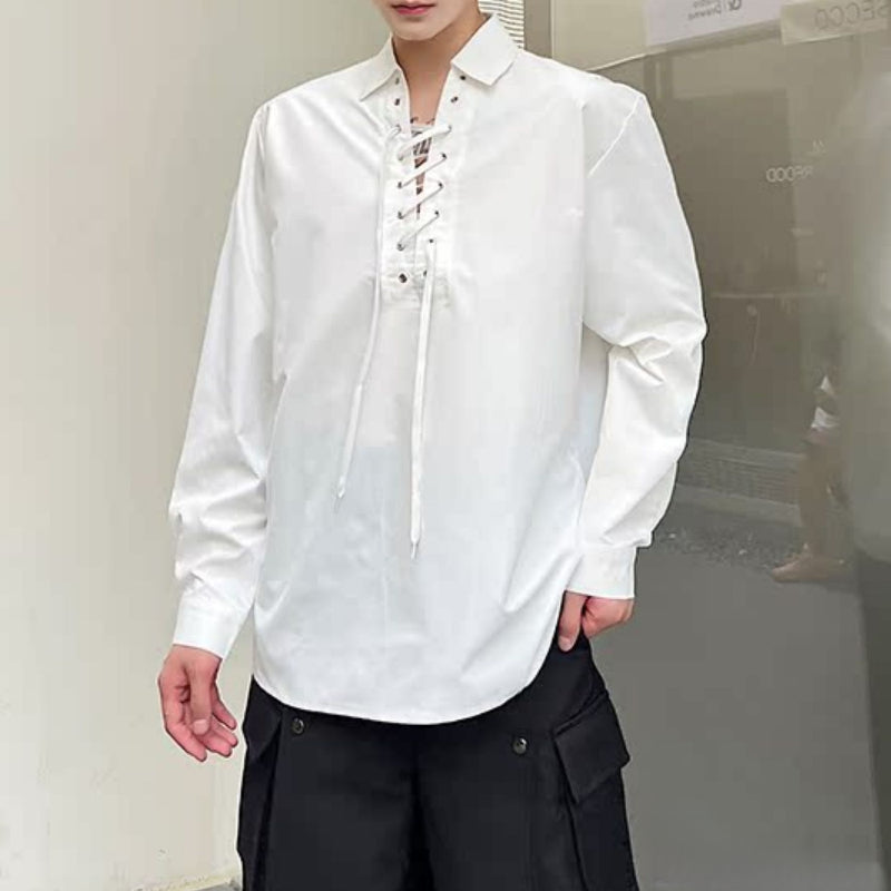 Tie-strap Casual Pullover Shirt