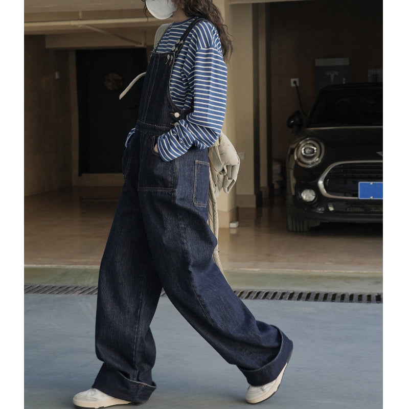 Adjustable Loose Denim Wide-leg Overalls