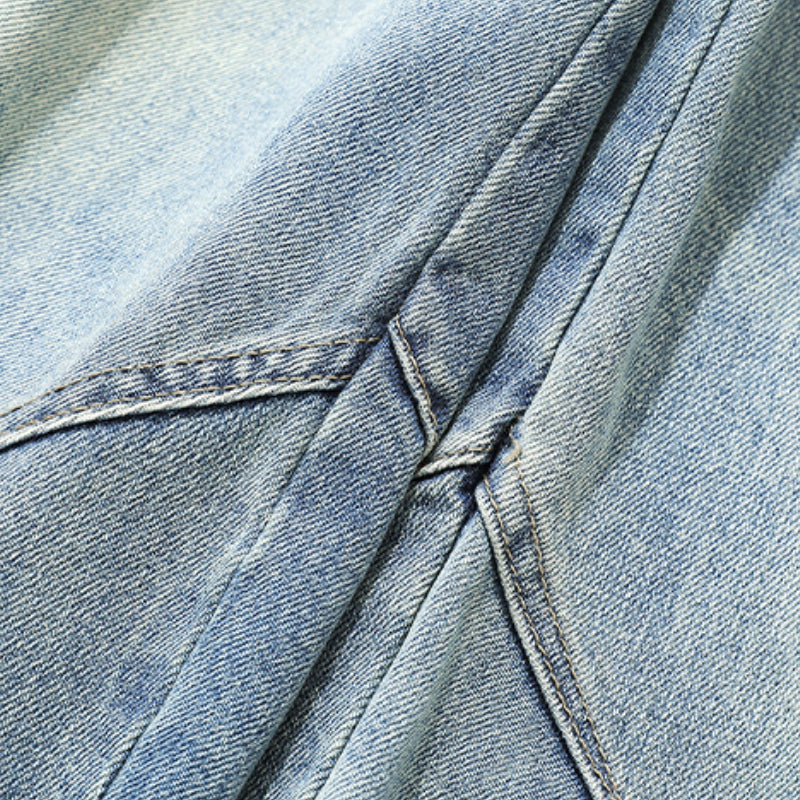 Retro Loose Scimitar Denim Cropped Trousers