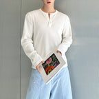 Cotton Half-open Collar Three-button Bottoming Shirt