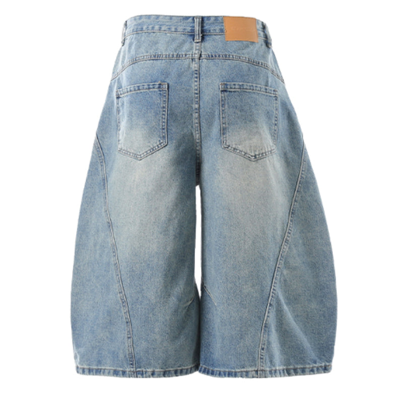Retro Loose Scimitar Denim Cropped Trousers