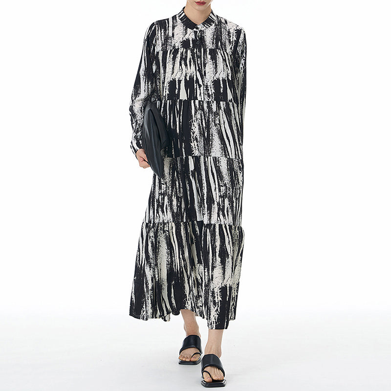 Loose Bohemian Striped Cake Dress