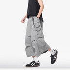 Loose Straight Wide-leg Casual Cropped Trousers