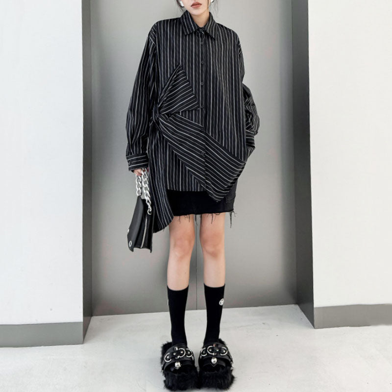 Striped Loose POLO Collar Shirt