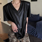 Loose Shoulder Pad V-Neck T-Shirt