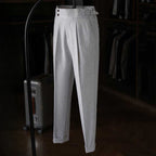 High-waisted Parisian Button Draped Suit Trousers