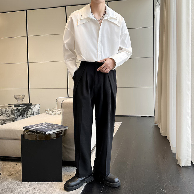 Detachable Double Collar Long Sleeve Shirt